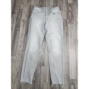 (3/$35) Old Navy Rockstar Jeans Womens 4 Reg Gray Mid Rise Raw Hem Distressed